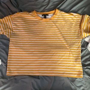 Yellow and white stripped cropped shirt